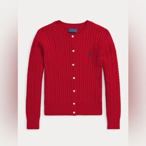 Polo by Ralph Lauren Women's Red Cable Knit Cardigan
